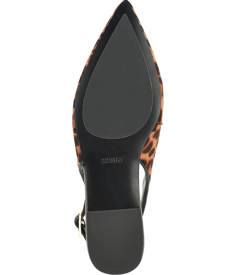 Guess Dorazio Leopard Print Calf Hair Slingback Flats