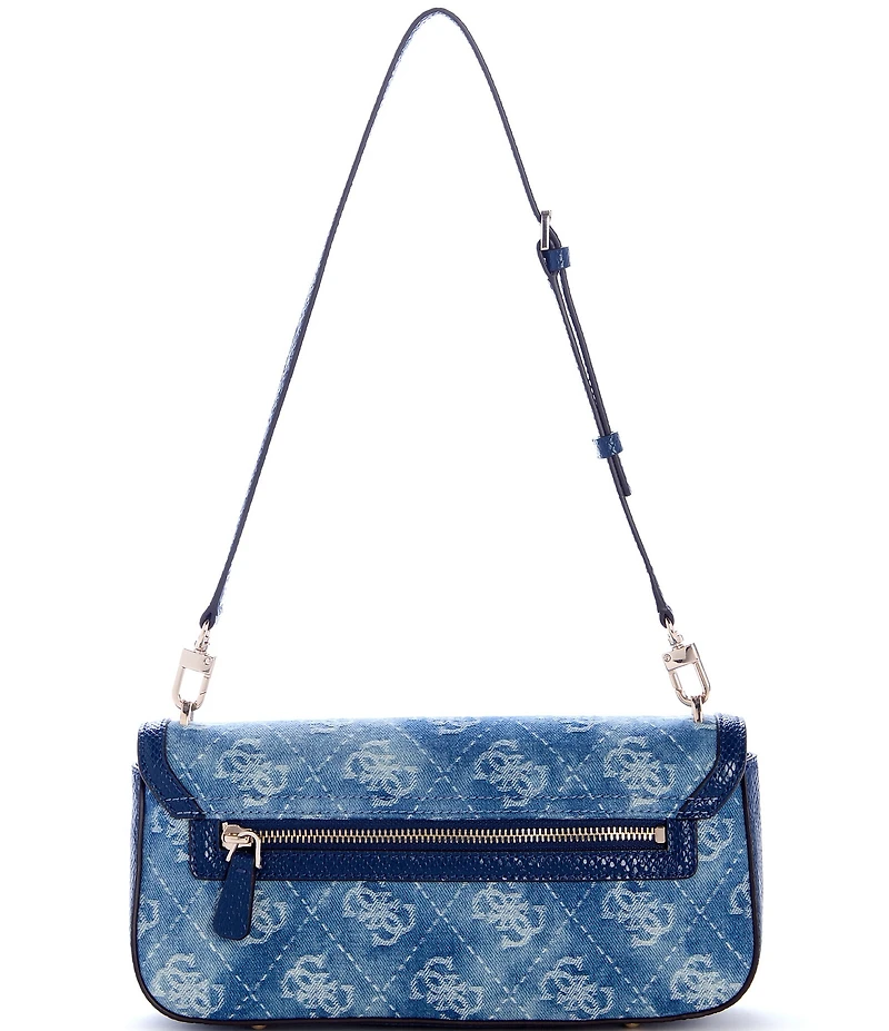 Guess Dovie Denim Jacquard Logo Flap Shoulder Bag