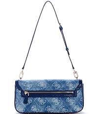 Guess Dovie Denim Jacquard Logo Flap Shoulder Bag