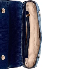 Guess Dovie Denim Jacquard Logo Flap Shoulder Bag