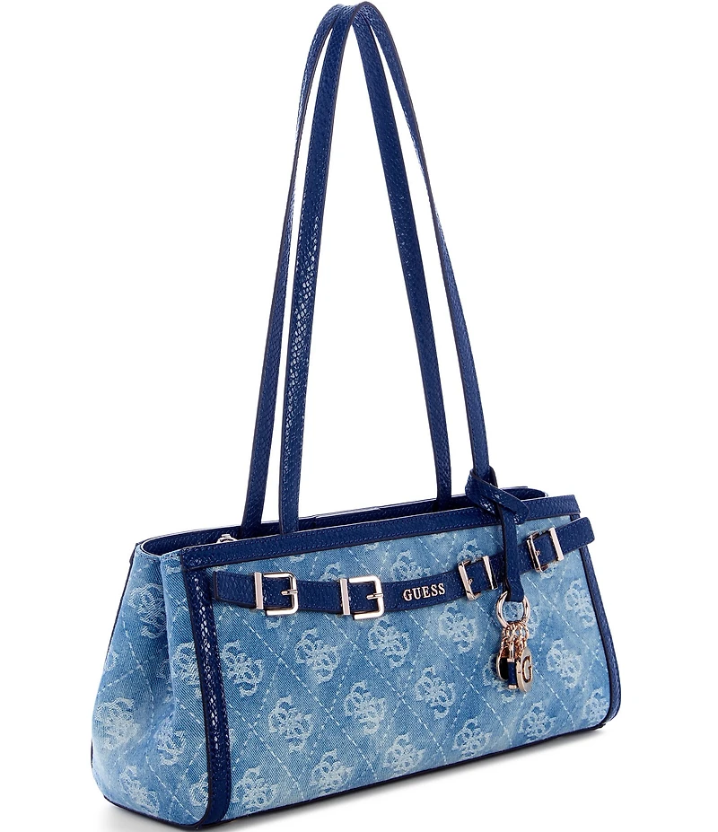 Guess Dovie Girlfriend Denim Jacquard Shoulder Satchel
