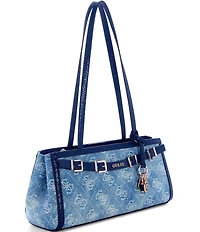 Guess Dovie Girlfriend Denim Jacquard Shoulder Satchel