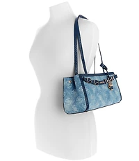 Guess Dovie Girlfriend Denim Jacquard Shoulder Satchel