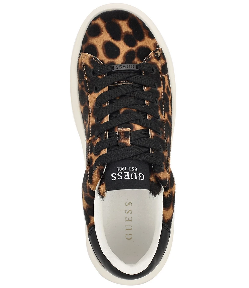 Guess Elbinah Leopard Print Faux Fur Platform Sneakers