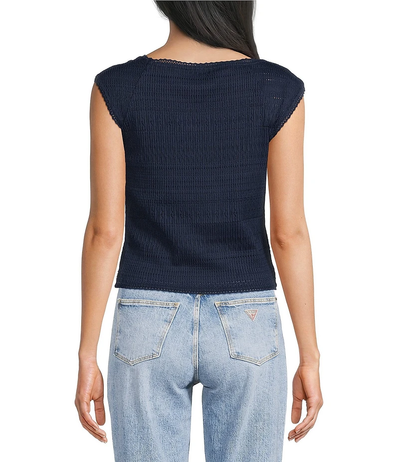 Guess Elisabette Short Sleeve Stretch Lace Top