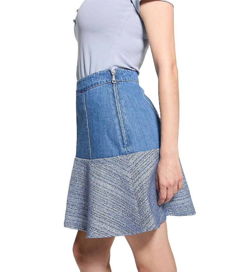Guess Elsie High Rise Tweed Mix Coordinating Denim Skirt