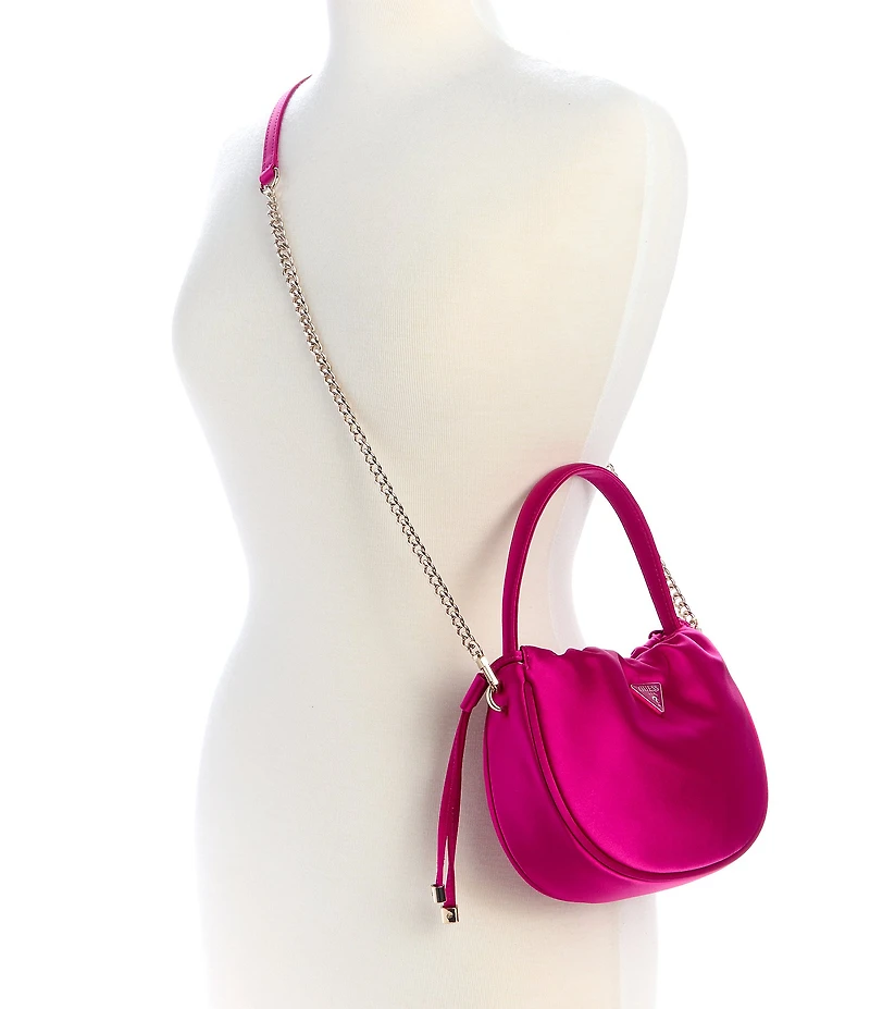 Guess Elsie Satin Drawstring Bucket Clutch Bag