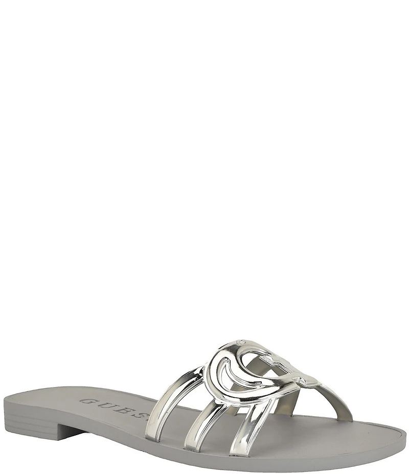 Guess Elyho Glossy Rubber Logo Pool Slide Sandals