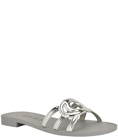 Guess Elyho Glossy Rubber Logo Pool Slide Sandals