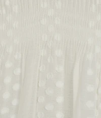 Guess Emilia Cold Shoulder Dotted Long Sleeve Chiffon Top