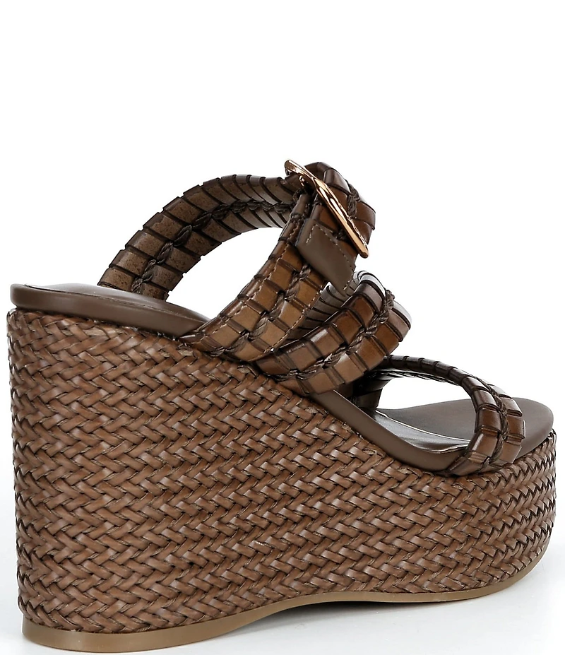 Guess Evana Woven Strappy Platform Wedge Slide Sandals