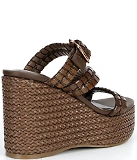 Guess Evana Woven Strappy Platform Wedge Slide Sandals