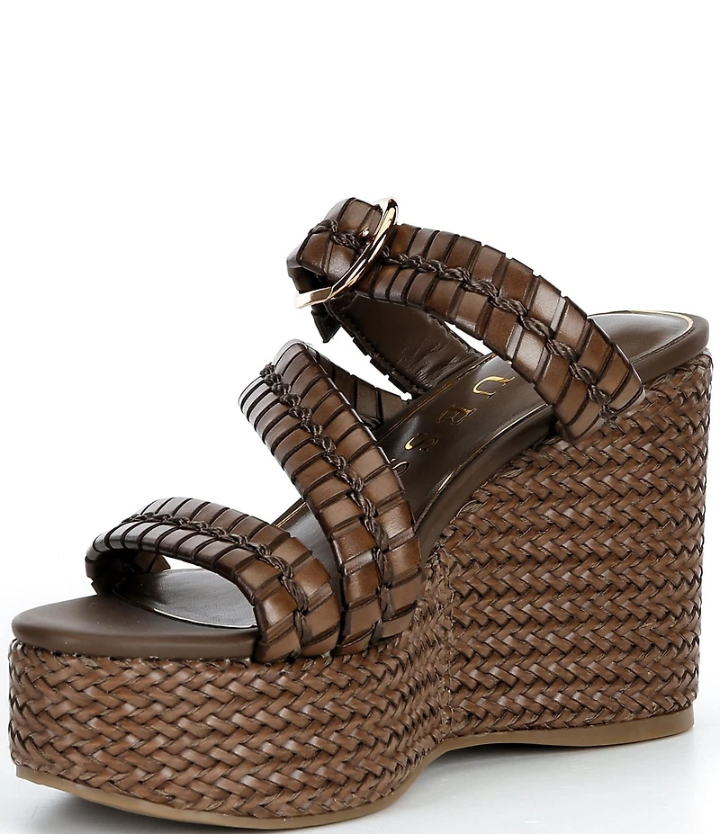 Guess Evana Woven Strappy Platform Wedge Slide Sandals