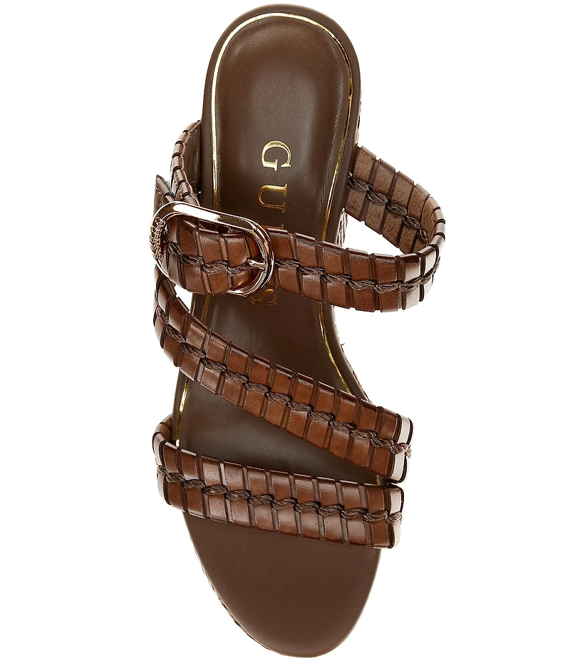 Guess Evana Woven Strappy Platform Wedge Slide Sandals