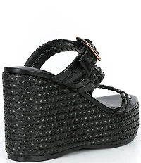 Guess Evana Woven Strappy Platform Wedge Slide Sandals