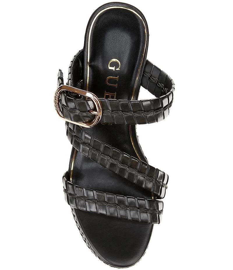 Guess Evana Woven Strappy Platform Wedge Slide Sandals