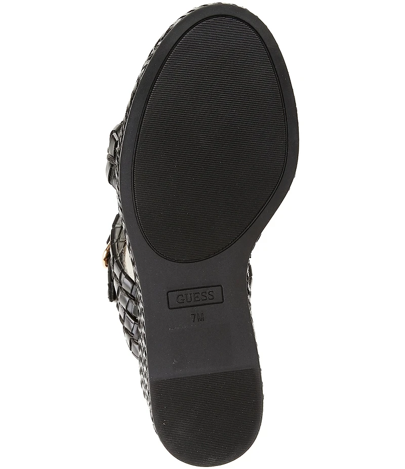 Guess Evana Woven Strappy Platform Wedge Slide Sandals