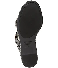 Guess Evana Woven Strappy Platform Wedge Slide Sandals