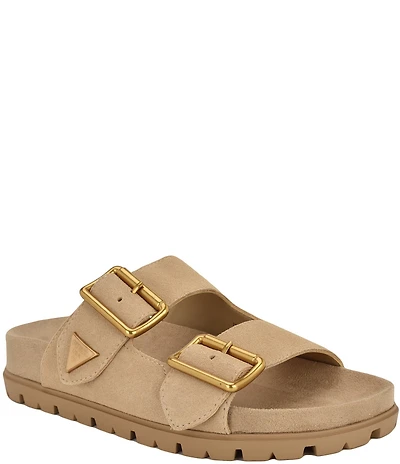 Guess Fasten Suede Buckled Slide Sandals