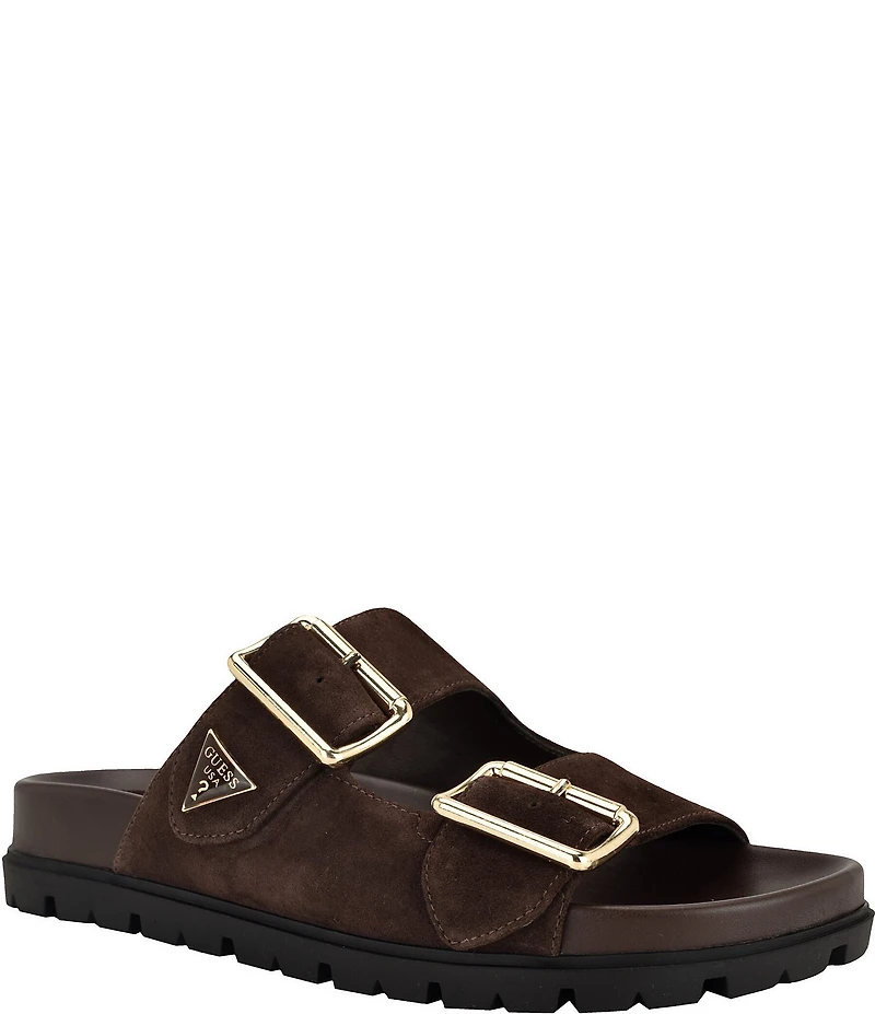 Guess Fasten Suede Buckled Slide Sandals
