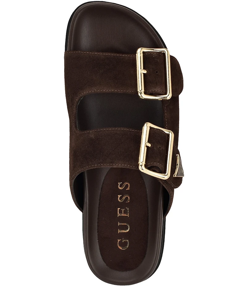 Guess Fasten Suede Buckled Slide Sandals