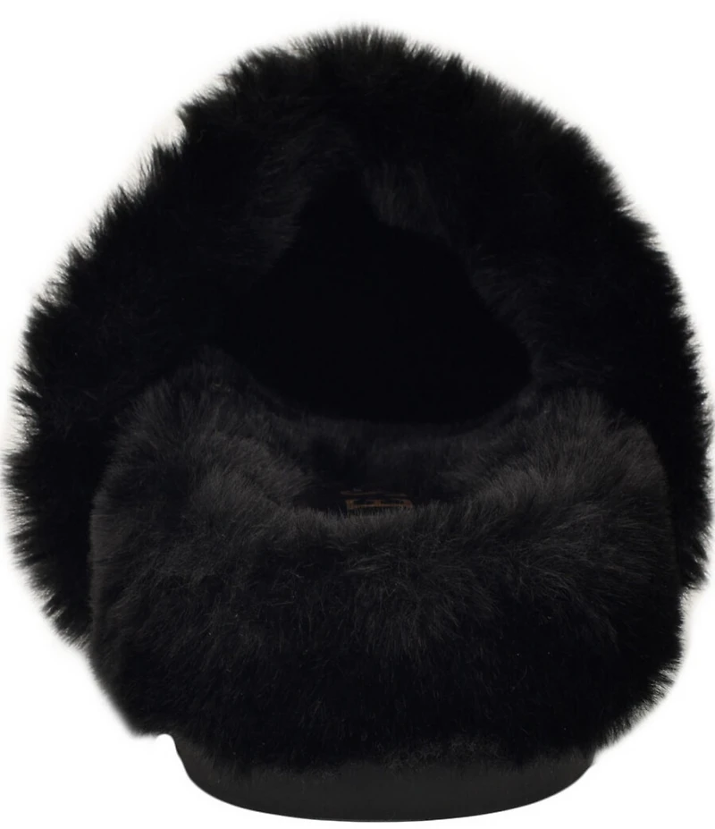 Guess Gascona Leopard Print Embellished Velvet Faux Fur Lined Mules