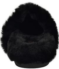 Guess Gascona Leopard Print Embellished Velvet Faux Fur Lined Mules