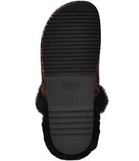 Guess Gascona Leopard Print Embellished Velvet Faux Fur Lined Mules