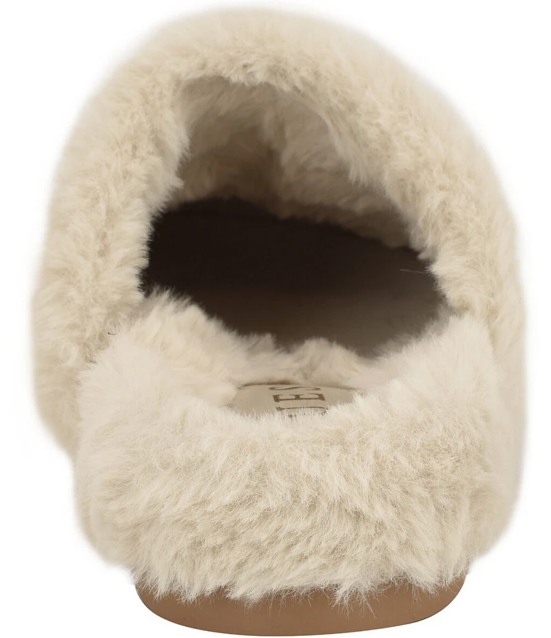 Guess Gascona Signature Logo Embellished Velvet Faux Fur Lined Mules