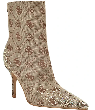 Guess Gomoray Logo Printed Rhinestone Booties