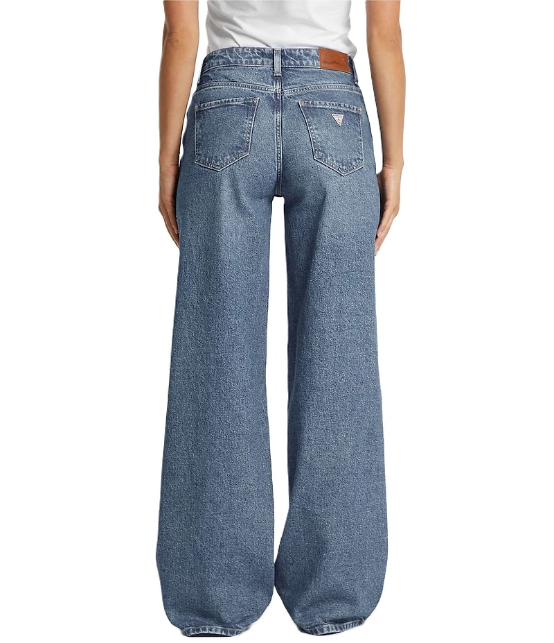 Guess Mid Rise Wide Leg Denim Jeans