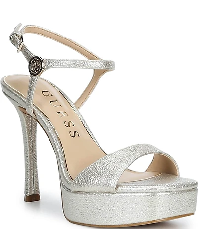 Guess Hendora Metallic Leather Platform Dress Sandals