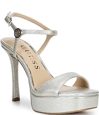 Guess Hendora Metallic Leather Platform Dress Sandals
