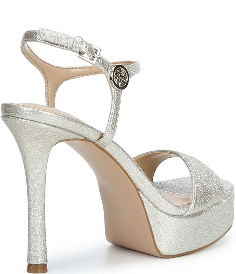 Guess Hendora Metallic Leather Platform Dress Sandals