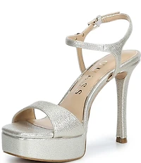 Guess Hendora Metallic Leather Platform Dress Sandals