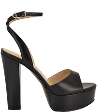 Guess Hitten Leather Platform Tapered Block High Heel Dress Sandals