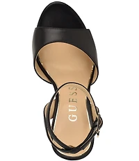 Guess Hitten Leather Platform Tapered Block High Heel Dress Sandals