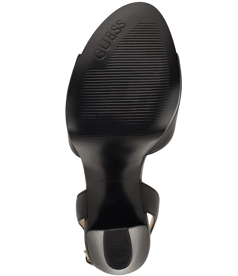 Guess Hitten Leather Platform Tapered Block High Heel Dress Sandals