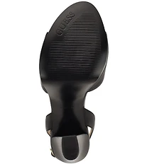 Guess Hitten Leather Platform Tapered Block High Heel Dress Sandals