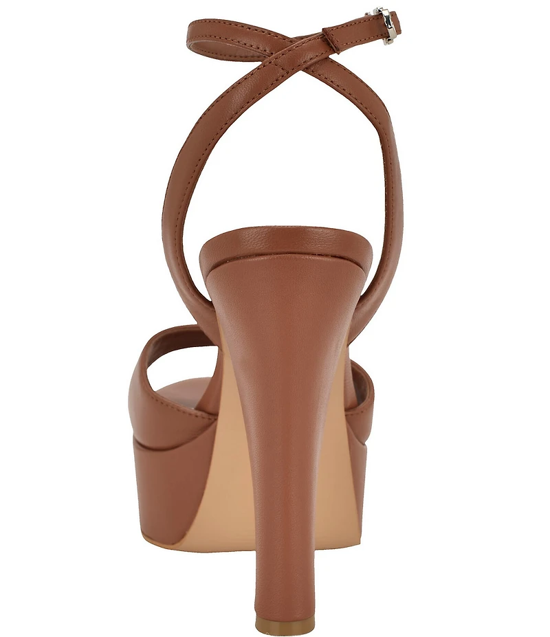 Guess Hitten Leather Platform Tapered Block High Heel Dress Sandals