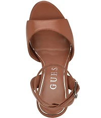 Guess Hitten Leather Platform Tapered Block High Heel Dress Sandals
