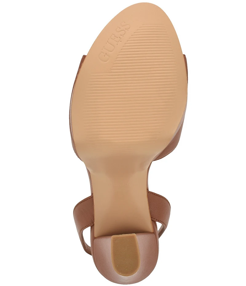 Guess Hitten Leather Platform Tapered Block High Heel Dress Sandals