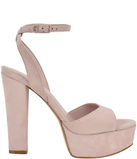 Guess Hitten Suede Platform Tapered Block High Heel Dress Sandals