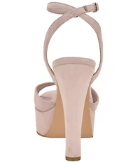 Guess Hitten Suede Platform Tapered Block High Heel Dress Sandals