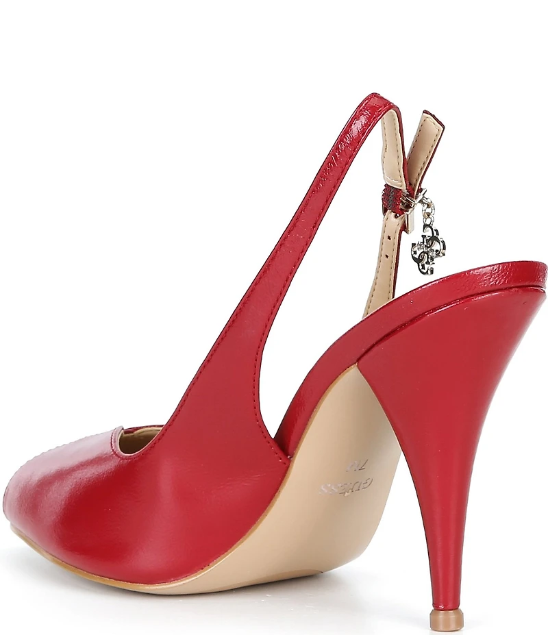 Guess Ilovea Leather Peep Toe Slingback Pumps