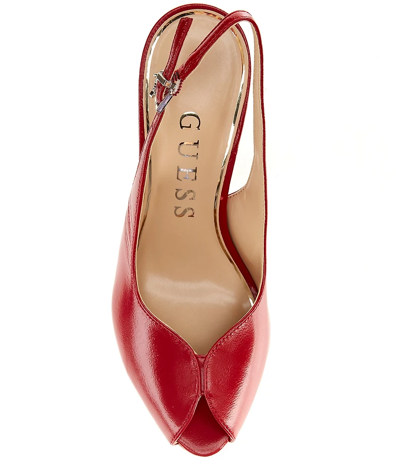 Guess Ilovea Leather Peep Toe Slingback Pumps