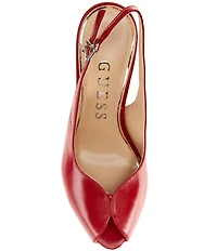 Guess Ilovea Leather Peep Toe Slingback Pumps