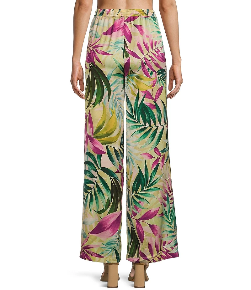 Guess Ines Coordinating Satin Tropical Print Wide Leg Joggers