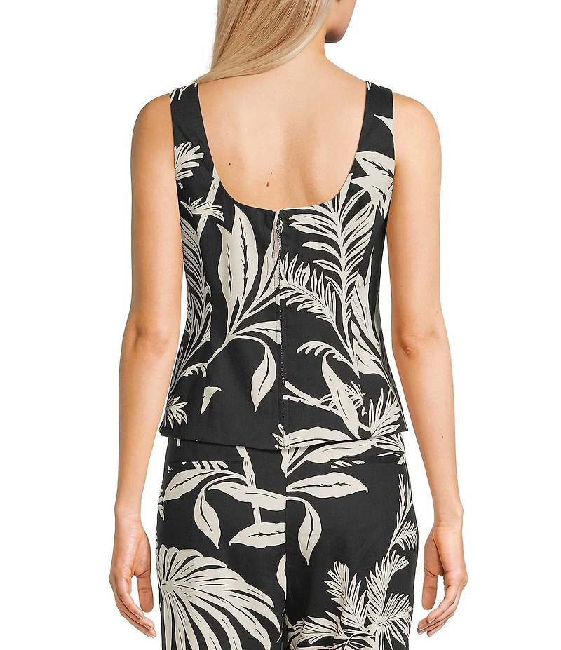 Guess Jemma Tropical Printed Sleeveless Linen Blend Coordinating Top