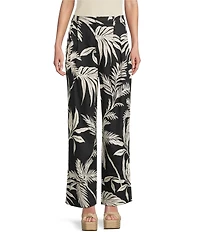 Guess Jemma Tropical Printed Wide Leg Linen Blend Coordinating Pants